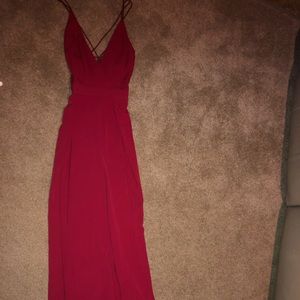 Red Spaghetti Strap Open Back Jumpsuit